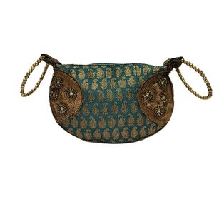 Womens Handbag Elegant Unique Turqoise and Gold Purse